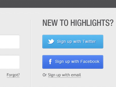 Highlights // Login background button icon social texture webdesign website