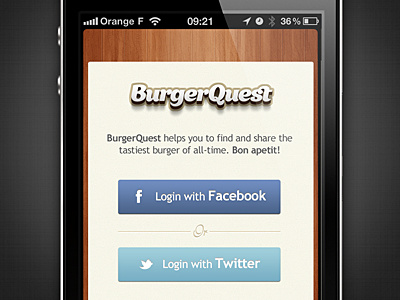 BQ // Login app background interface ios iphone seempl studio texture type typography ui wood