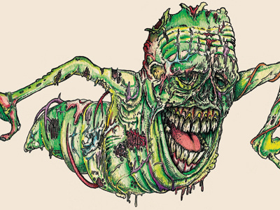 Slimer 80s drawing ghostbusters horror illustration slimer undead zombie