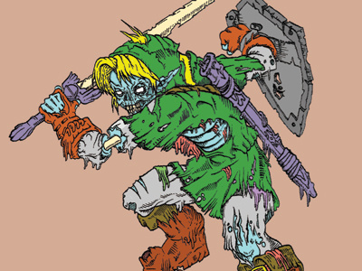 ZLINK illustration link nintendo super nintendo the walking dead undead zelda zombie