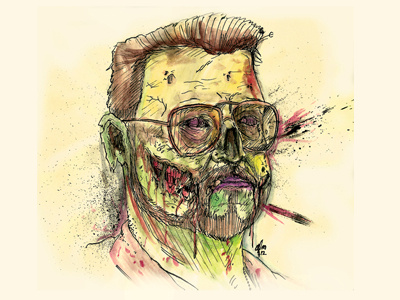 Zombowski Dribbble glasses horror illustration lebowski moleskin movie the big lebowski watercolor zombie