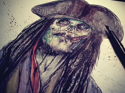 Captain Jack Zombie captain ink johnny depp movie art nib painting pirate pirates of the caribbean zombie