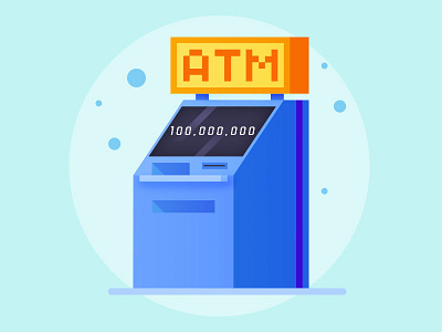 ATM machine atm blue color flat life machine money