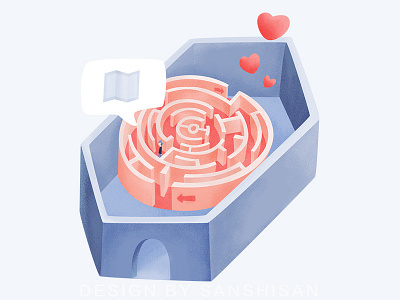 Maze & Love flat illustration love