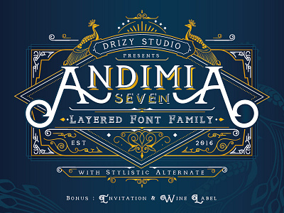 Andimia Layered Fonts Family andimia clasic layered font serif victorian vintage