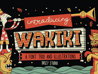 Wakiki Font confetti flat vector font halloween night otf scary ttf typography