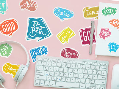 Chat Bubble Sticker Collection bubble chat chat eps girl mac note pink png sticker typography vector word