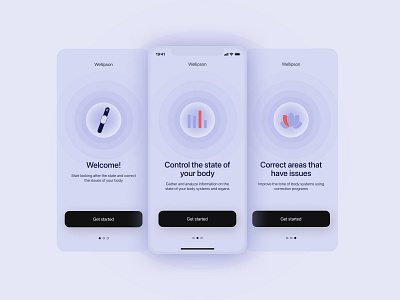 Wellipson — Onboarding app bluetooth bracelet code connecting connection first screen get started health app healthcare onboarding phone number sign up signup