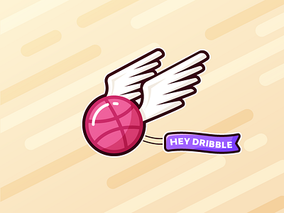 Hello Dribble! debut design flying icon illustration sticker vector vectorart wings