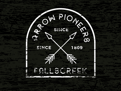 Arrow Pioneers arrow design adventure camp badge logo