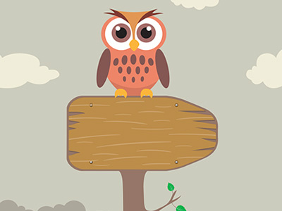 Owl on Direction Sign animal avian background bird branch brown clouds concept cute direction green intelligent leaf little natural nature owl retro shape sign sky tree vintage wallpaper wild wildlife wing wise