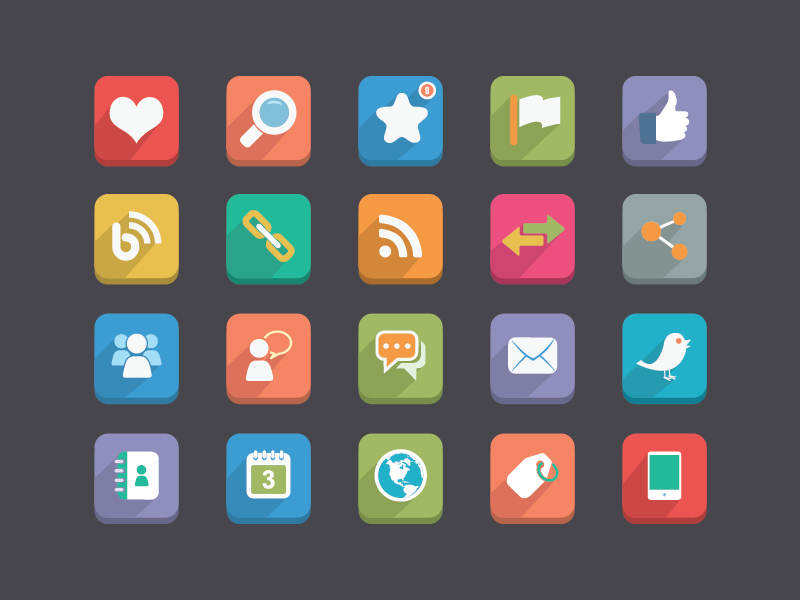 Long Shadow Flat Icons by Hakan Ertan on Dribbble