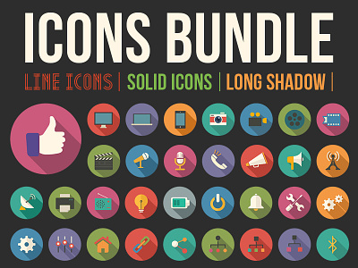 Icon Bundle calendar facebook flat free icons line long shadow psd social media stroke thumbs up twitter