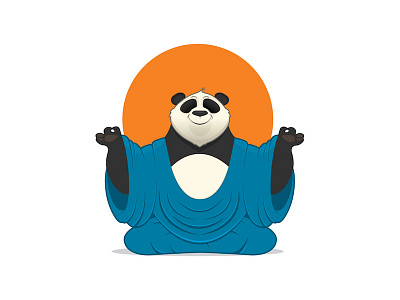 Meditation Panda bear buddha meditation panda sun vector yoga zen