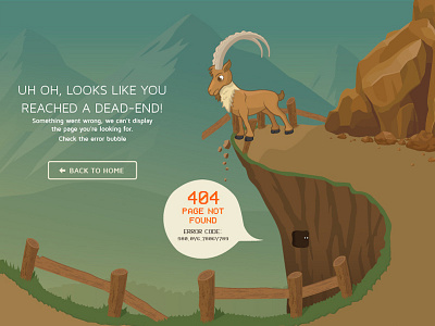 404 Error Page 404 animal error error page flat goat ibex illustration ui website