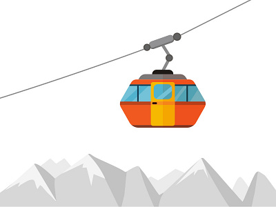 Mountain Gondola cable car flat gondola illustration lift mountains winter