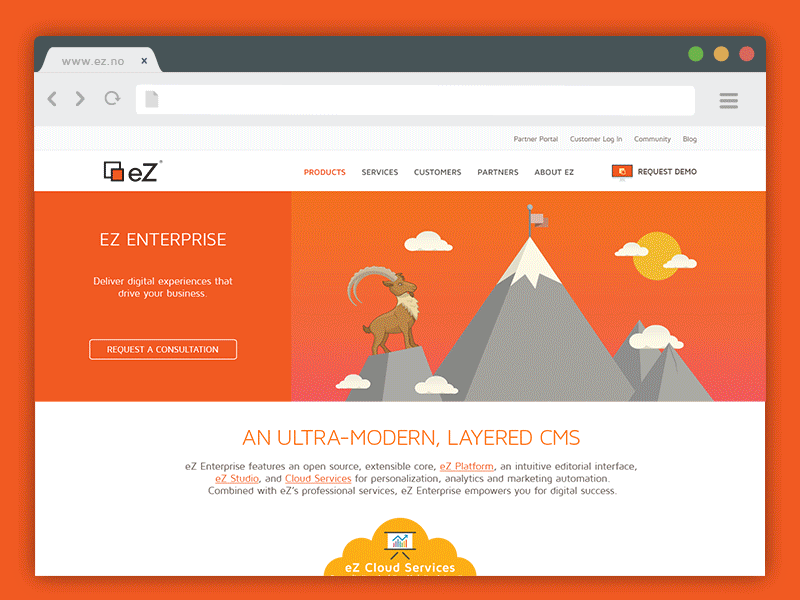 eZ Enterprise Web Page animated animation deisgn diagram flat icons gif icons illustration website