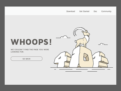 404 Page 404 error page goat ibex illustration mountains stones typography website