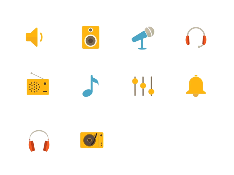 Tonicons - Animated Music Icons after effects animated animation gif gong headphone icons music sound tonicons