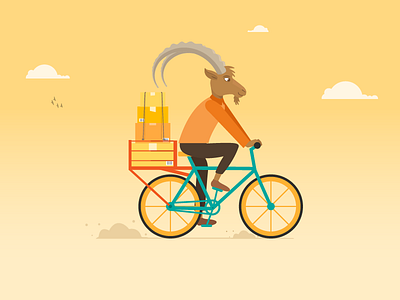 Bike Ride bicycle bicyclist bike character clouds flat goat gradient illustration pulley ride urban