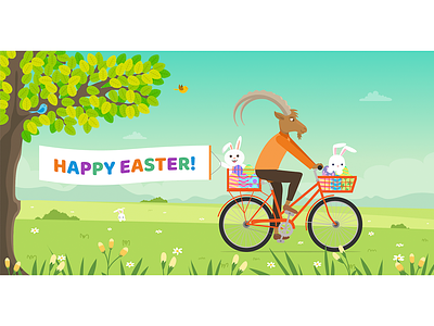 Happy Easter bunny easter easter bunny happy easter illustration landscape spring