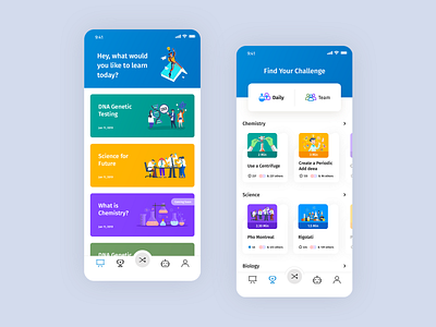 Mobile app - Lessons and challenges app branding clean courses app design education app illustration mobile ui ux