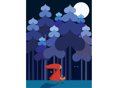 Little Red Riding Hood illustration little red riding hood poster vector wolf