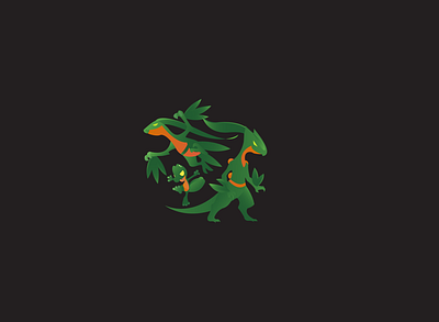 treecko fam illustration pokemon vector