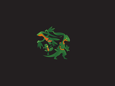 treecko fam illustration pokemon vector