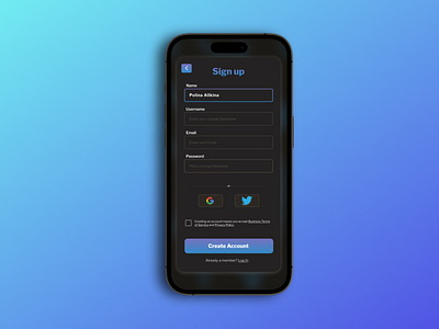 DailyUI. Day 1. Sign up page