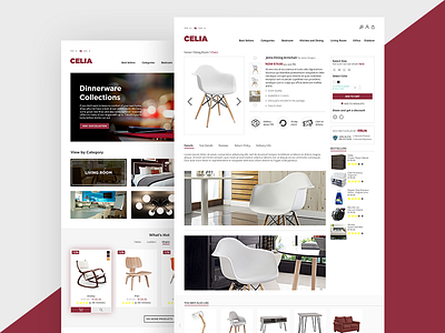 Celia E-Commerce Webdesign 2018 trends chair clean design e commerce furniture landing page payment payment page product product page shopping ui ux ui ux design