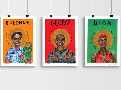 Say Their Names black lives matter blm george floyd icons illustration no justice no peace stop racism stop the hate stop the violence