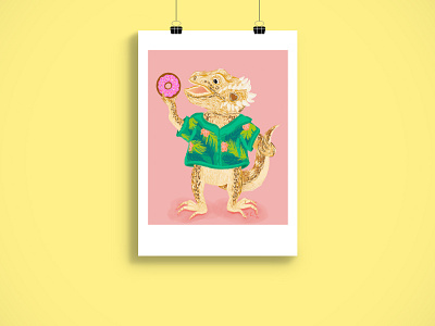 A Donut for Donut bearded dragon design digital illustration food fun illustration kids illustration pet pet portrait procreate procreate art