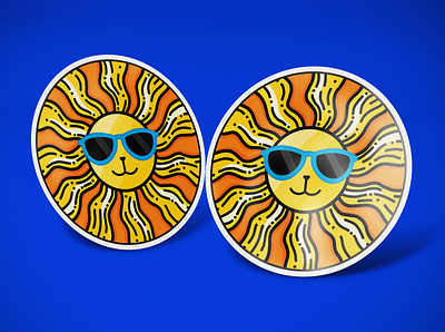 Sun Lion Sticker bright design graphic design illustration lion sticker sticker art stickermule sun sunglasses whimsical