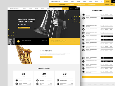 PRAGUE BONE FEST website black design festival responsive trombone webdesign white yellow