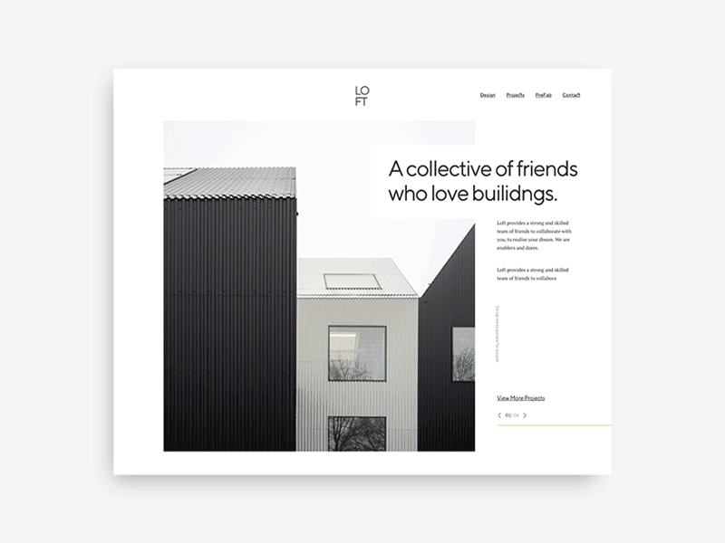 Loft - Website Grid brand branding clean design minimal minimalism typography ui ux web white