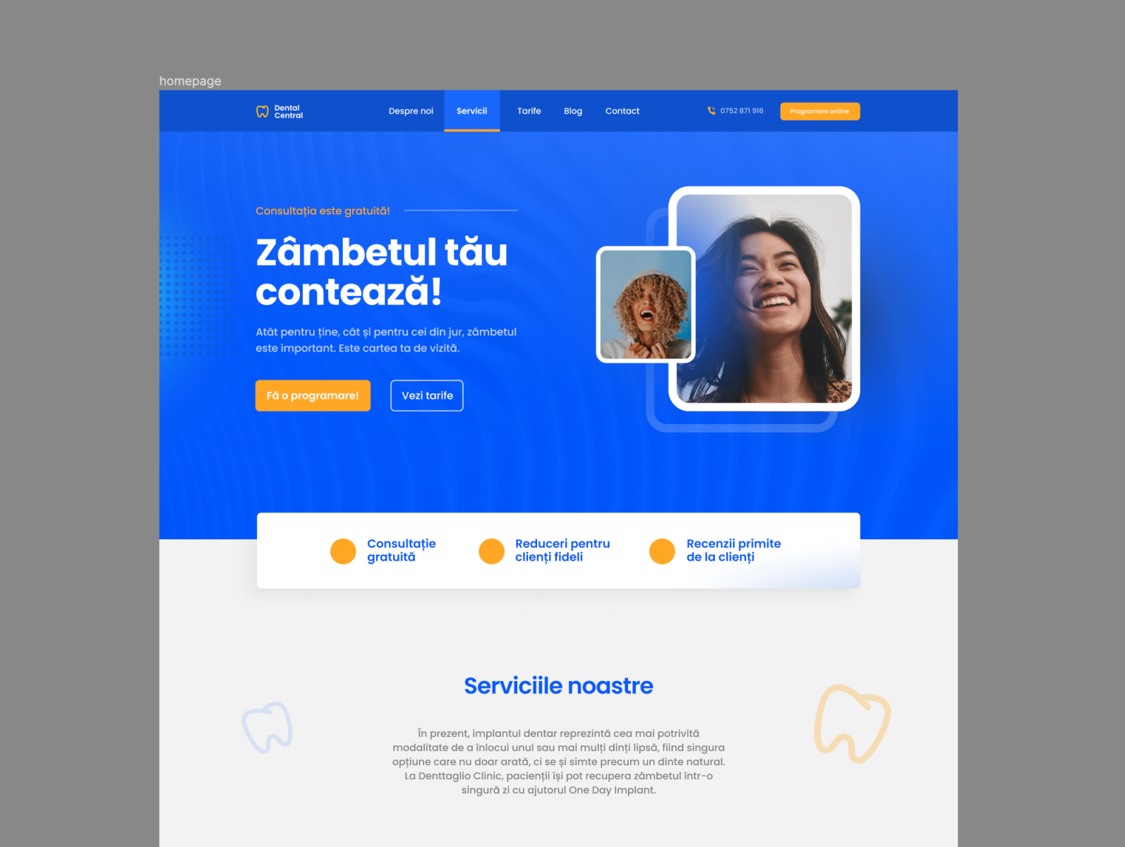 dental services page design