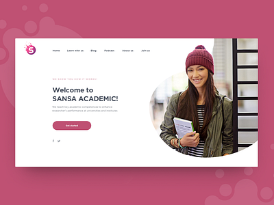 Sansa Academic academic design landing landing page learn light minimalism personal pink purple science shape web webdesign