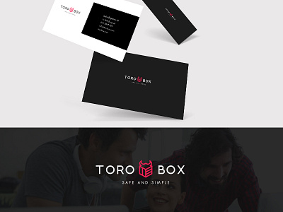 Logo design box business cards design identity logo red toro visual