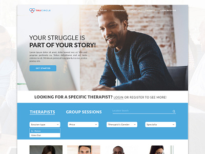 Web design blue clean design health mental simple web