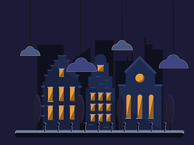The night city 2023 city flat graphic design landscape night vector