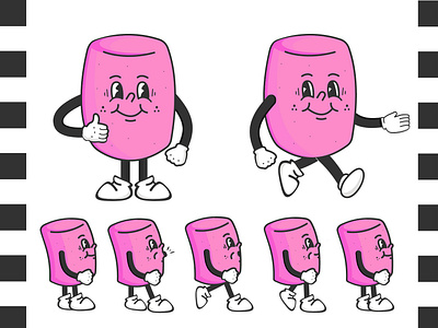 Retro Marshmallow mascot candy character design mascot old pink retro retro marshmallow mascot shop sweetie vector