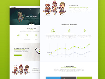 Holygrow - about us about character clean graph illustration page web webdesign