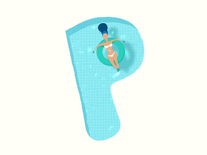 P for Pool 36 days of type 36daysoftype 36daysoftype 06 36daysoftype06 aftereffects animate animation 2d character design illustration illustrator loop vector