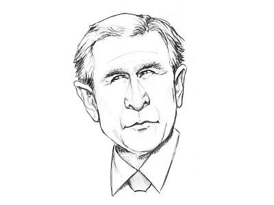 Dubya bush caricature drawing illustration pencil president sketch