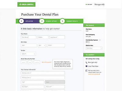 Delta Dental Missouri - Application Form application clean dental forms health insurance simple ux white