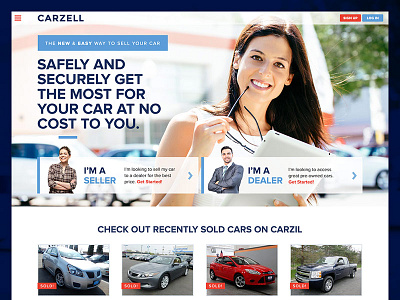 Carzell Homepage cars flat design homepage hover state responsive rotator slider startup