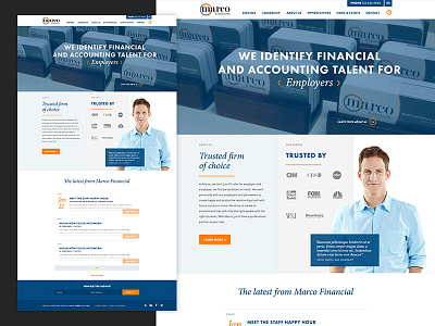 Marco Financial Homepage clean financial flat design homepage newsfeed recruiting rotator slider