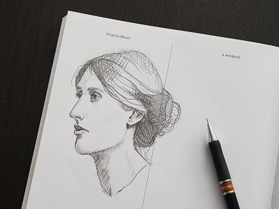 642 Things to Draw - Virginia Woolf 642 things to draw crosshatch crosshatching drawing pencil portrait profile sketch sketchbook virginia woolf