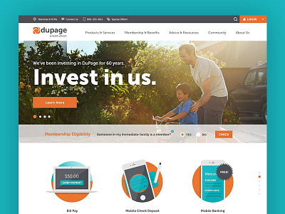 Dupage Credit Union animations bank credit union friendly homepage illustrations website